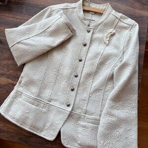 Christopher and Banks softly tailored jacket, artist designed pin included